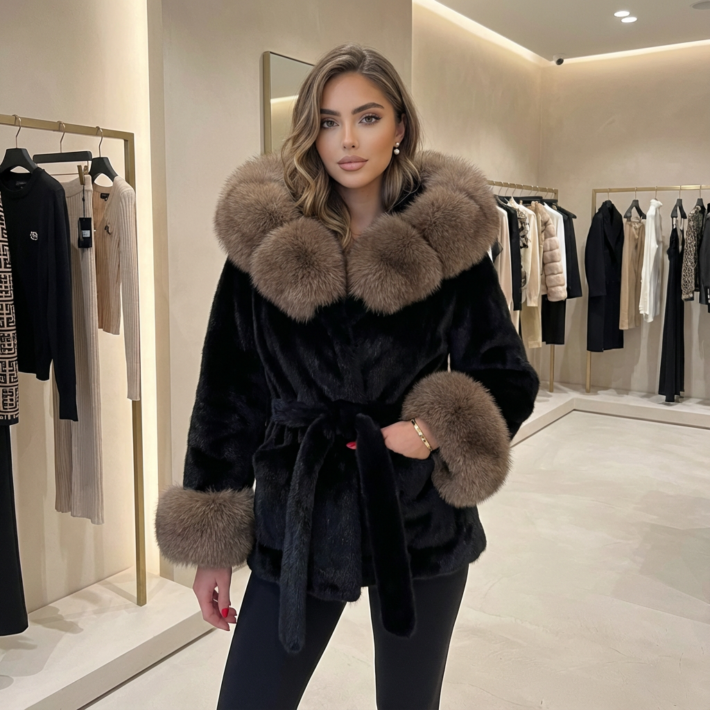 Cynthera Cinched Faux Fur Coat