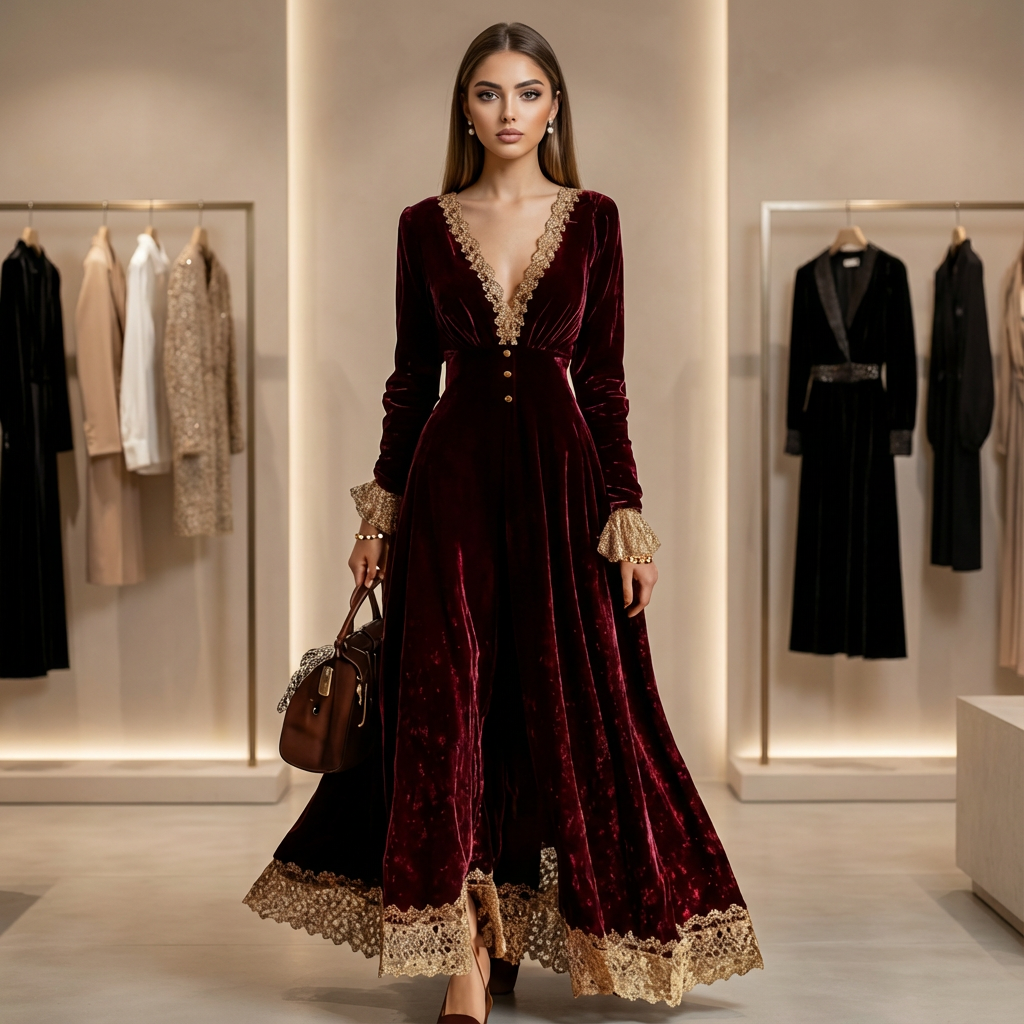 Aurelyn Elegant Velvet Evening Dress