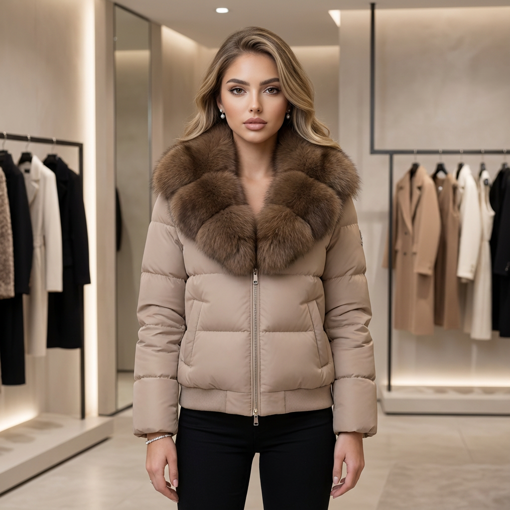 Furielle Fox-Collar Down Puffer