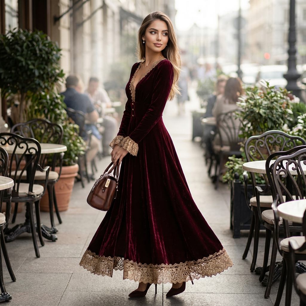Aurelyn Elegant Velvet Evening Dress