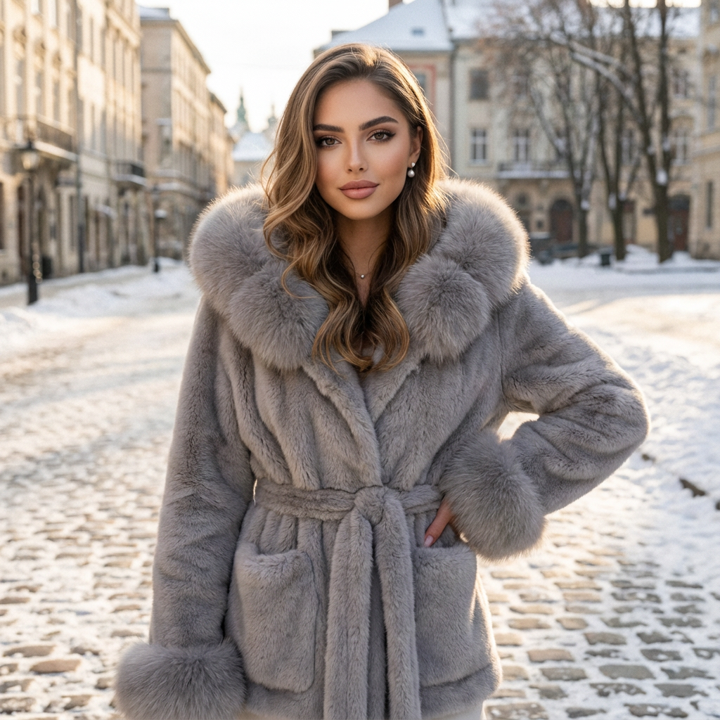 Cynthera Cinched Faux Fur Coat