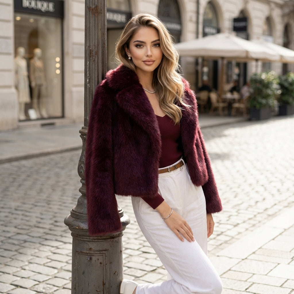 Vintage Faux Fur Winter Lapel Jacket