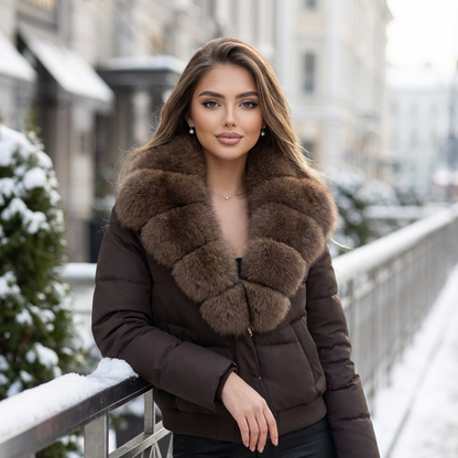 Furielle Fox-Collar Down Puffer
