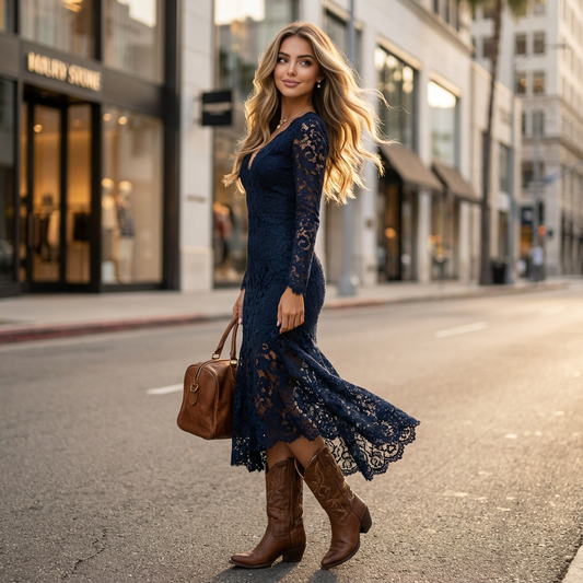 Eloryn Slim-Waist Lace Evening Dress