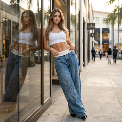 Elvoryn Retro Hip-Hop Denim