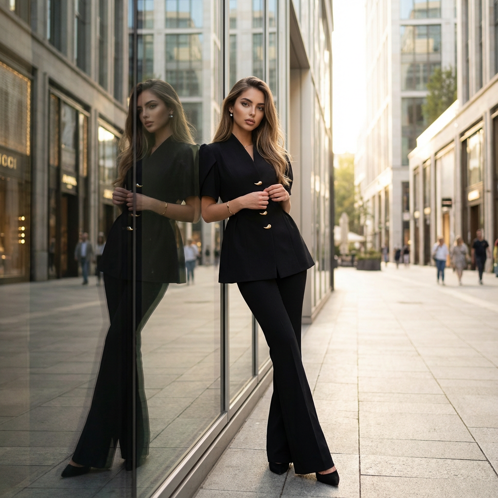 Elvessa Puff-Sleeve Button Co-Ord