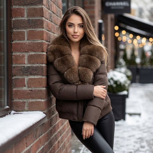 Furielle Fox-Collar Down Puffer