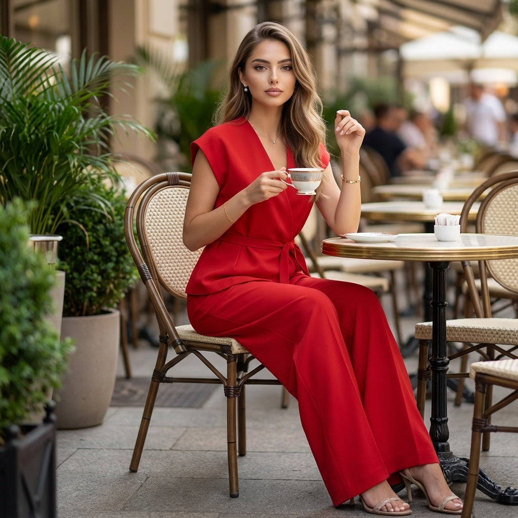 Velyra Sleeveless Belted Co-Ord Set