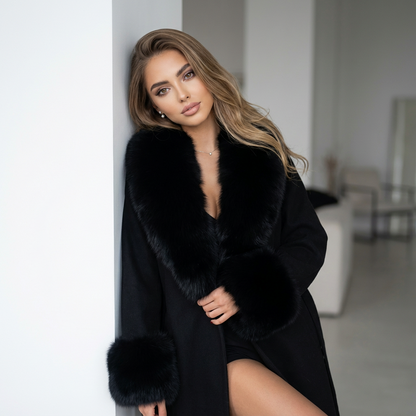 Falyra Fur-Collar Wool Overcoat