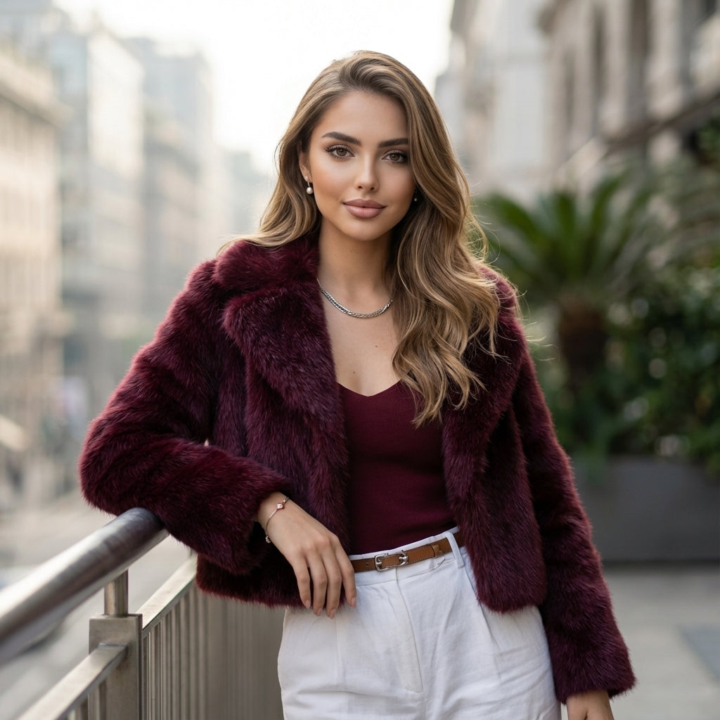 Vintage Faux Fur Winter Lapel Jacket