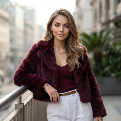 Vintage Faux Fur Winter Lapel Jacket