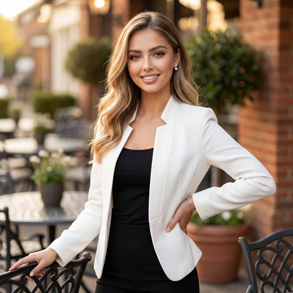 Elyvra Open-Front Slim Blazer