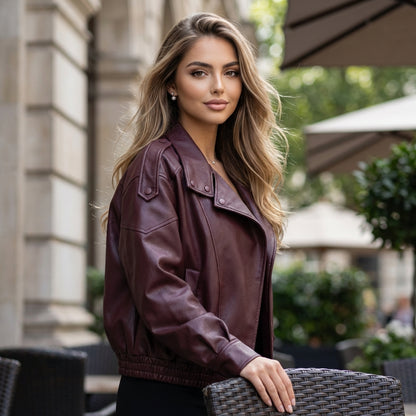 Vytrixa Oversized Faux Leather Jacket