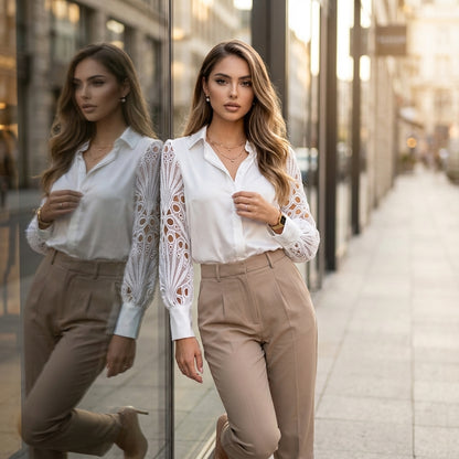 Lacelyne Vintage Lace Button Blouse