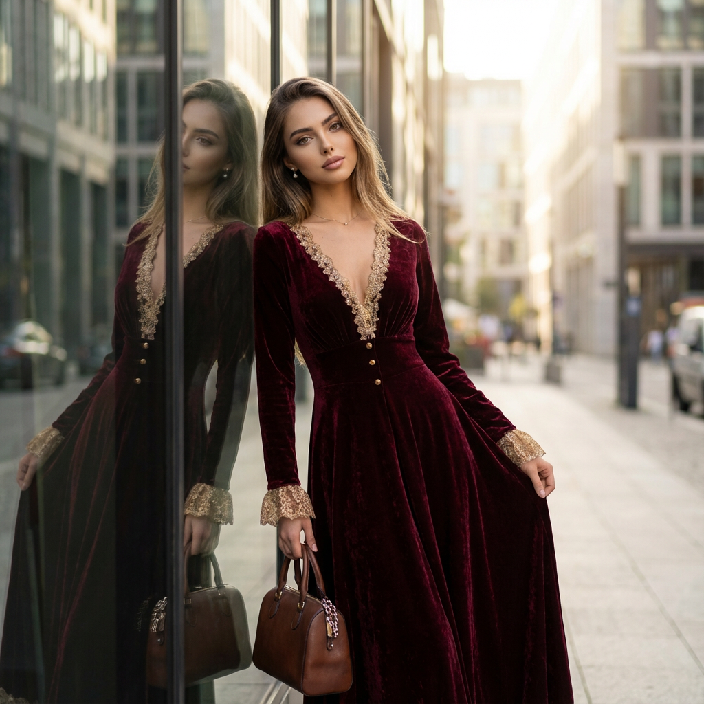 Aurelyn Elegant Velvet Evening Dress
