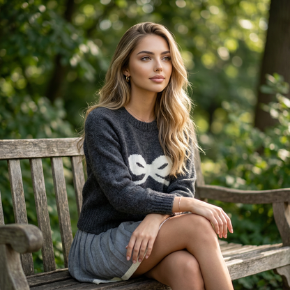 Bow Knit Pullover Sweater