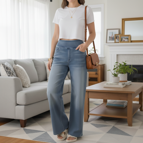 High-Waist Straight-Leg Jeans