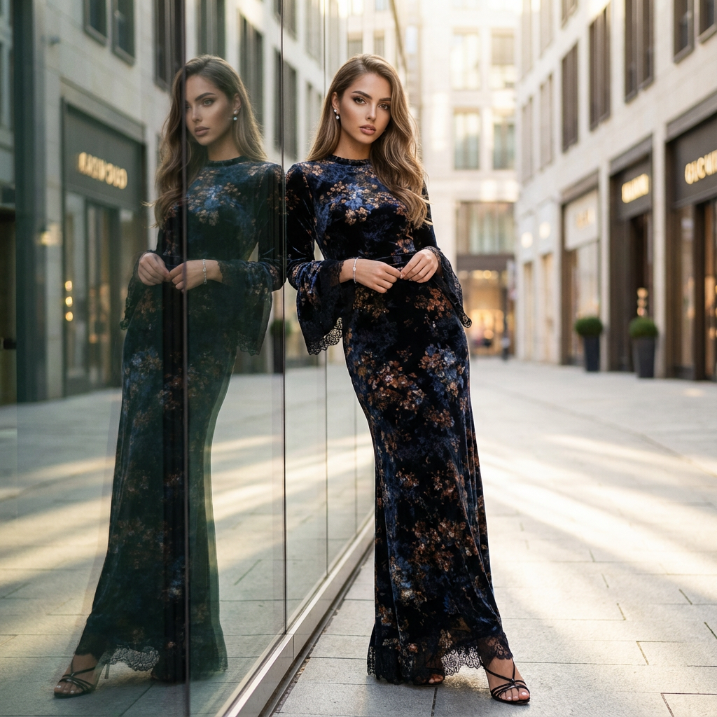 Veloryn Retro Floral Evening Dress