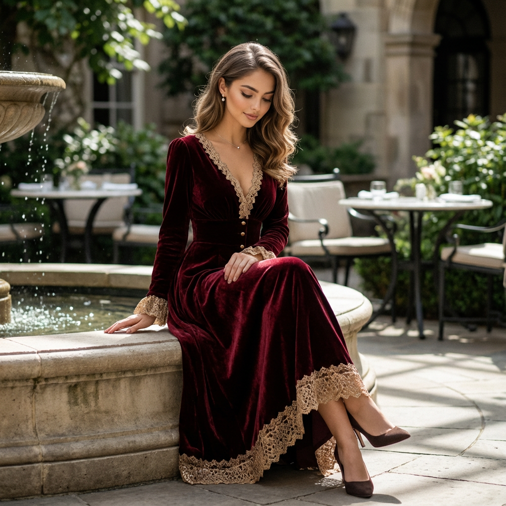 Aurelyn Elegant Velvet Evening Dress