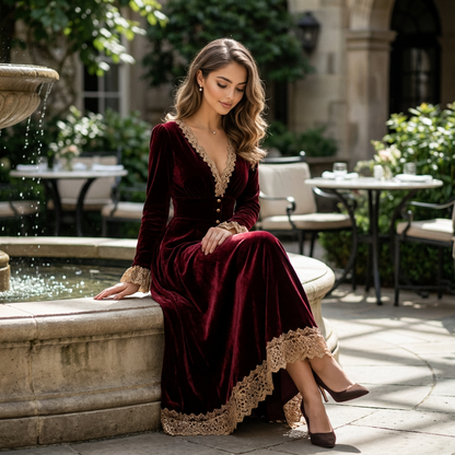 Aurelyn Elegant Velvet Evening Dress