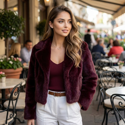 Vintage Faux Fur Winter Lapel Jacket