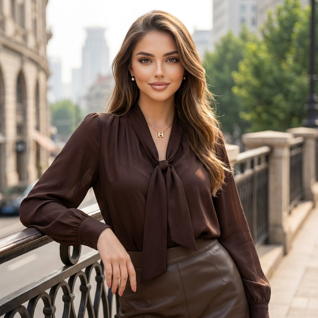 Bovelle Vintage Bow Chiffon Blouse