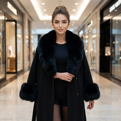 Falyra Fur-Collar Wool Overcoat
