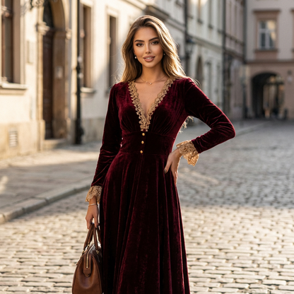 Aurelyn Elegant Velvet Evening Dress