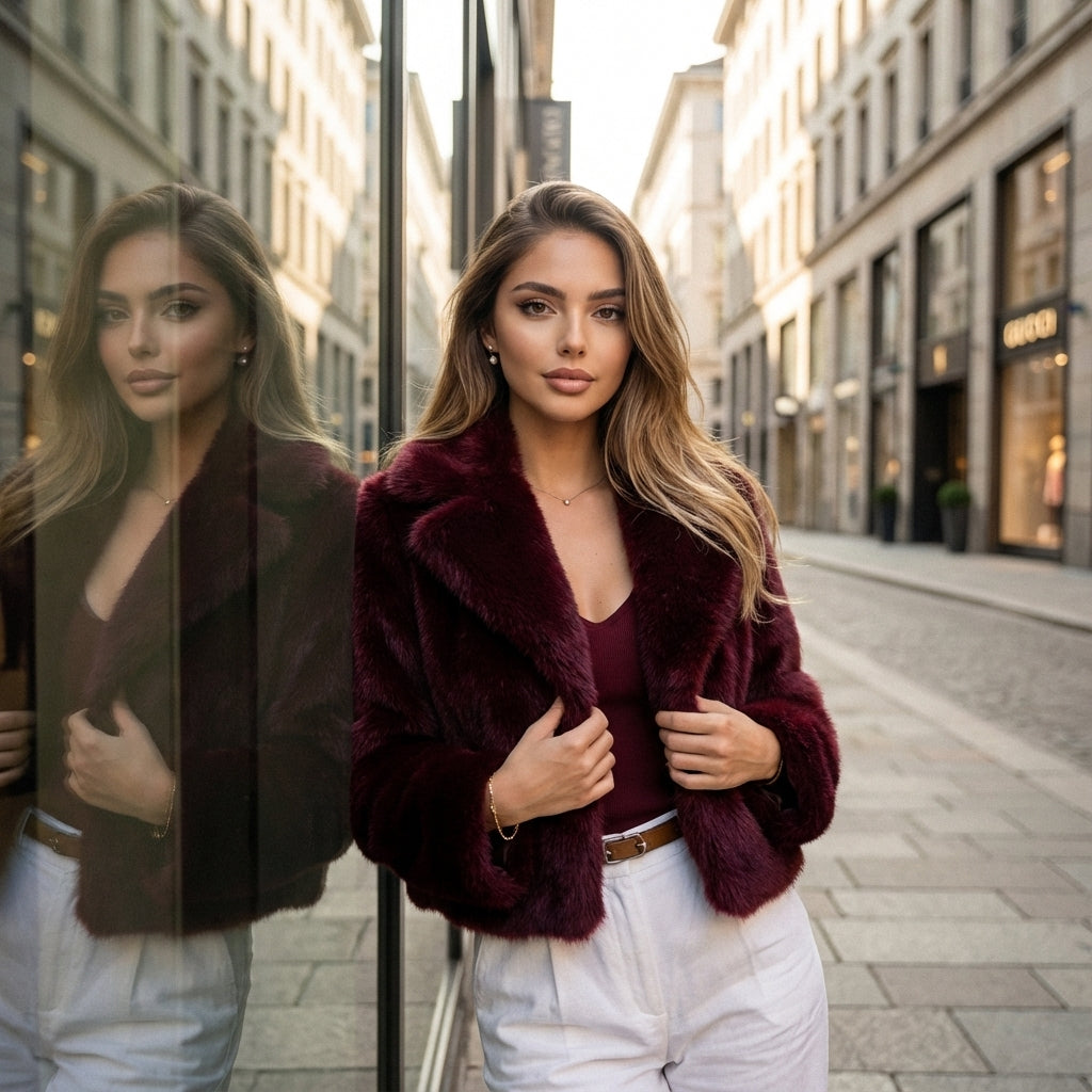 Vintage Faux Fur Winter Lapel Jacket