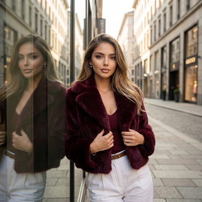 Vintage Faux Fur Winter Lapel Jacket