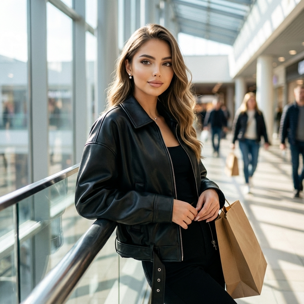 Ryvella Belted Leather Bomber