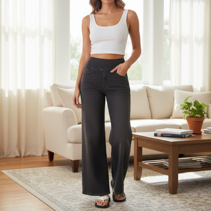 High-Waist Straight-Leg Jeans