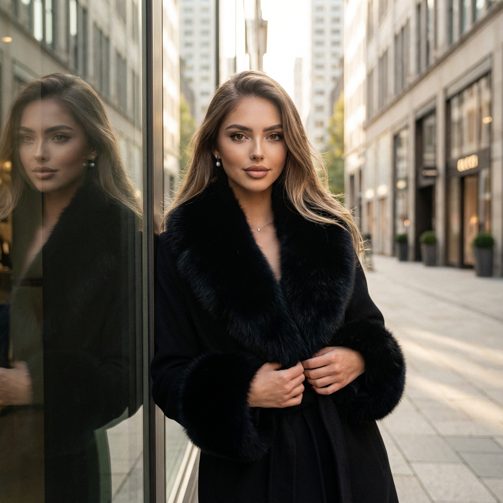 Falyra Fur-Collar Wool Overcoat