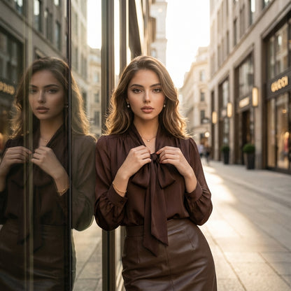 Bovelle Vintage Bow Chiffon Blouse