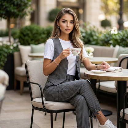 Elvessa Striped Summer Vest Set