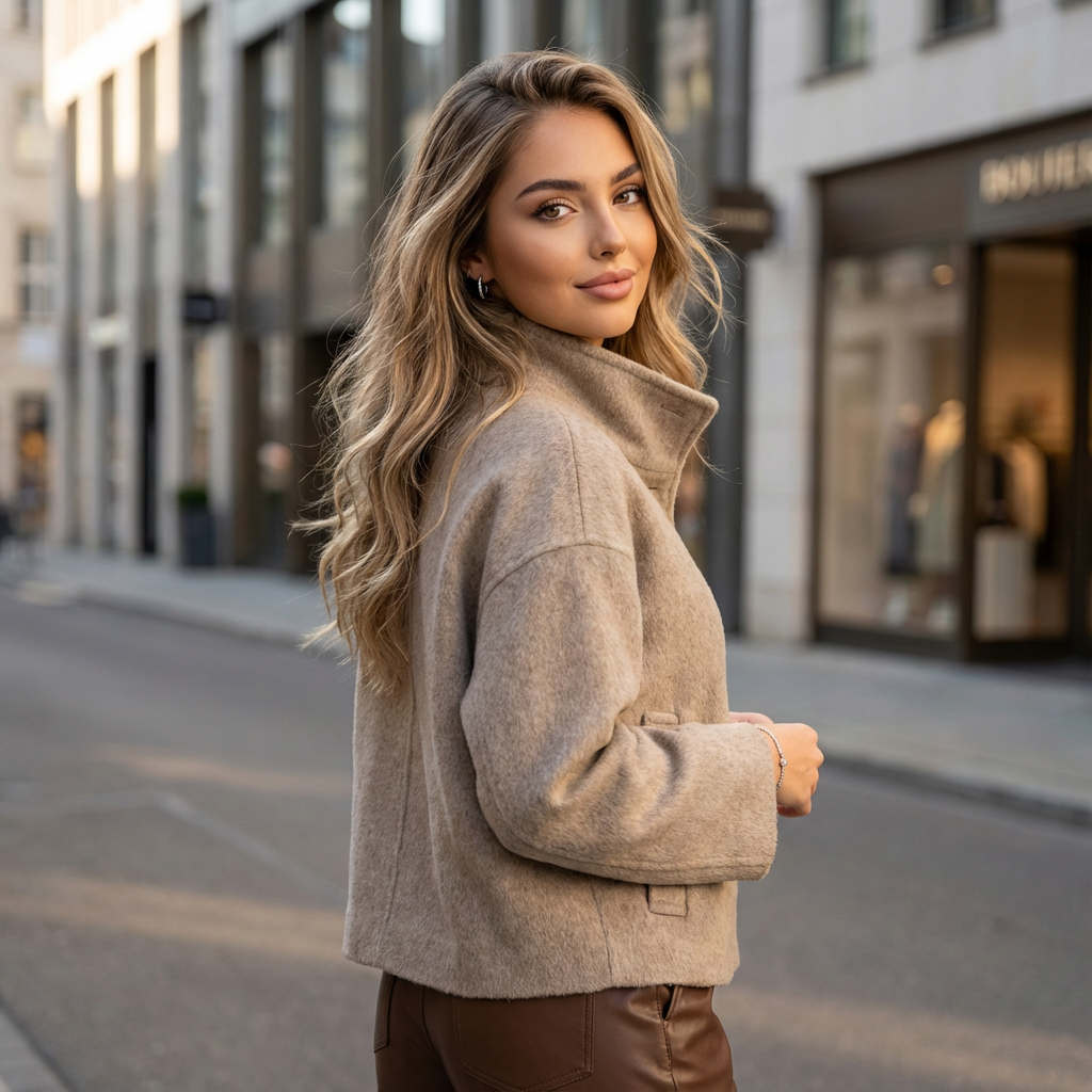 Thyrelle Stand-Neck Wool Jacket