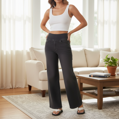 High-Waist Straight-Leg Jeans