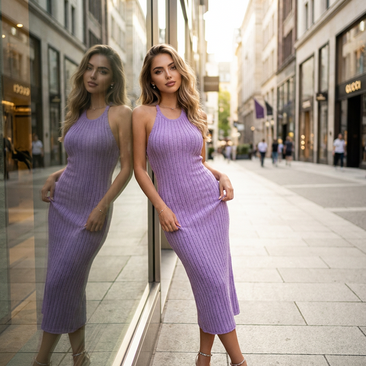 Halter-Neck Bodycon Midi Dress