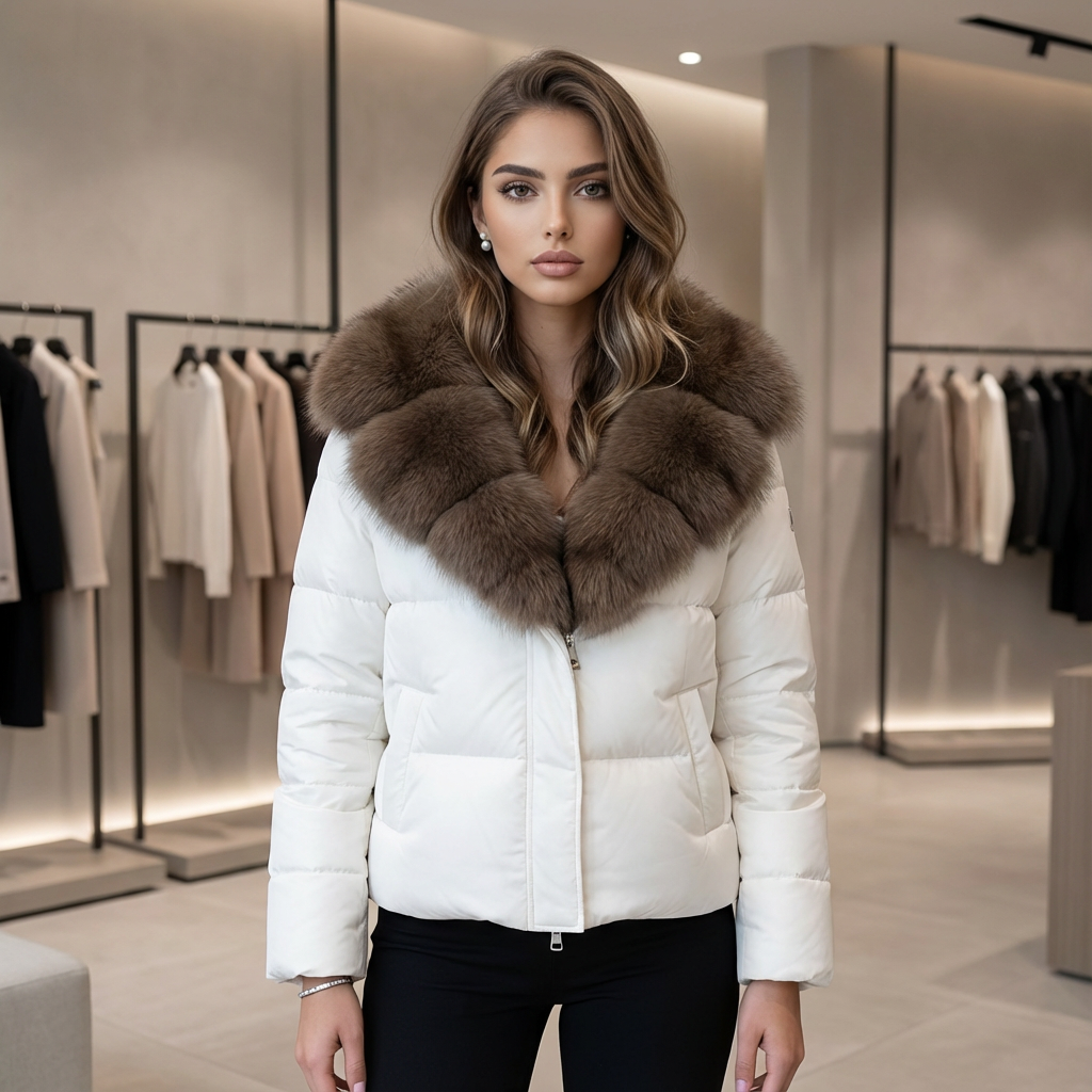 Furielle Fox-Collar Down Puffer