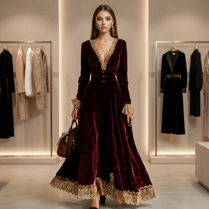 Aurelyn Elegant Velvet Evening Dress