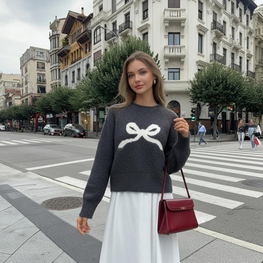 Bow Knit Pullover Sweater
