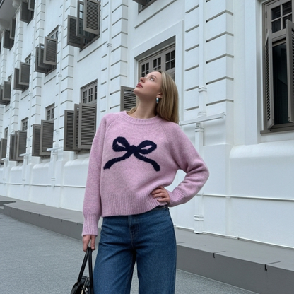 Bow Knit Pullover Sweater