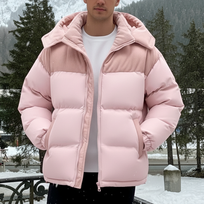 Men’s Contrast Patchwork Winter Puffer Jacket