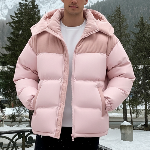 Men’s Contrast Patchwork Winter Puffer Jacket