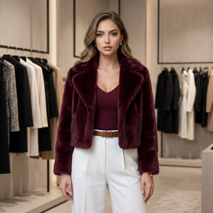 Vintage Faux Fur Winter Lapel Jacket