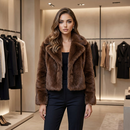 Vintage Faux Fur Winter Lapel Jacket