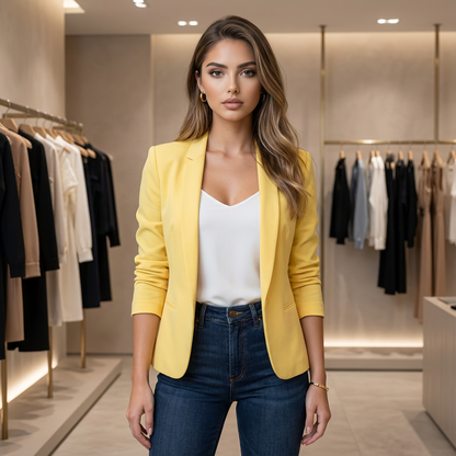 Elyvra Open-Front Slim Blazer