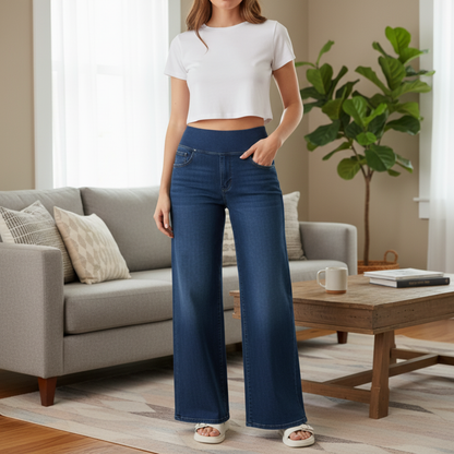 High-Waist Straight-Leg Jeans