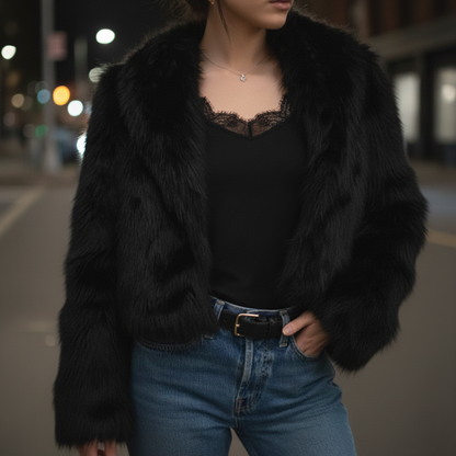 Vintage Faux Fur Winter Lapel Jacket