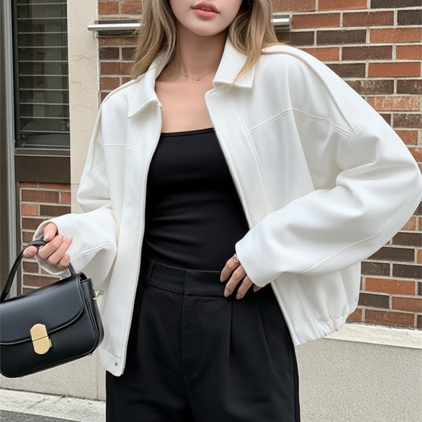 Lapel Suede Bomber Outwear